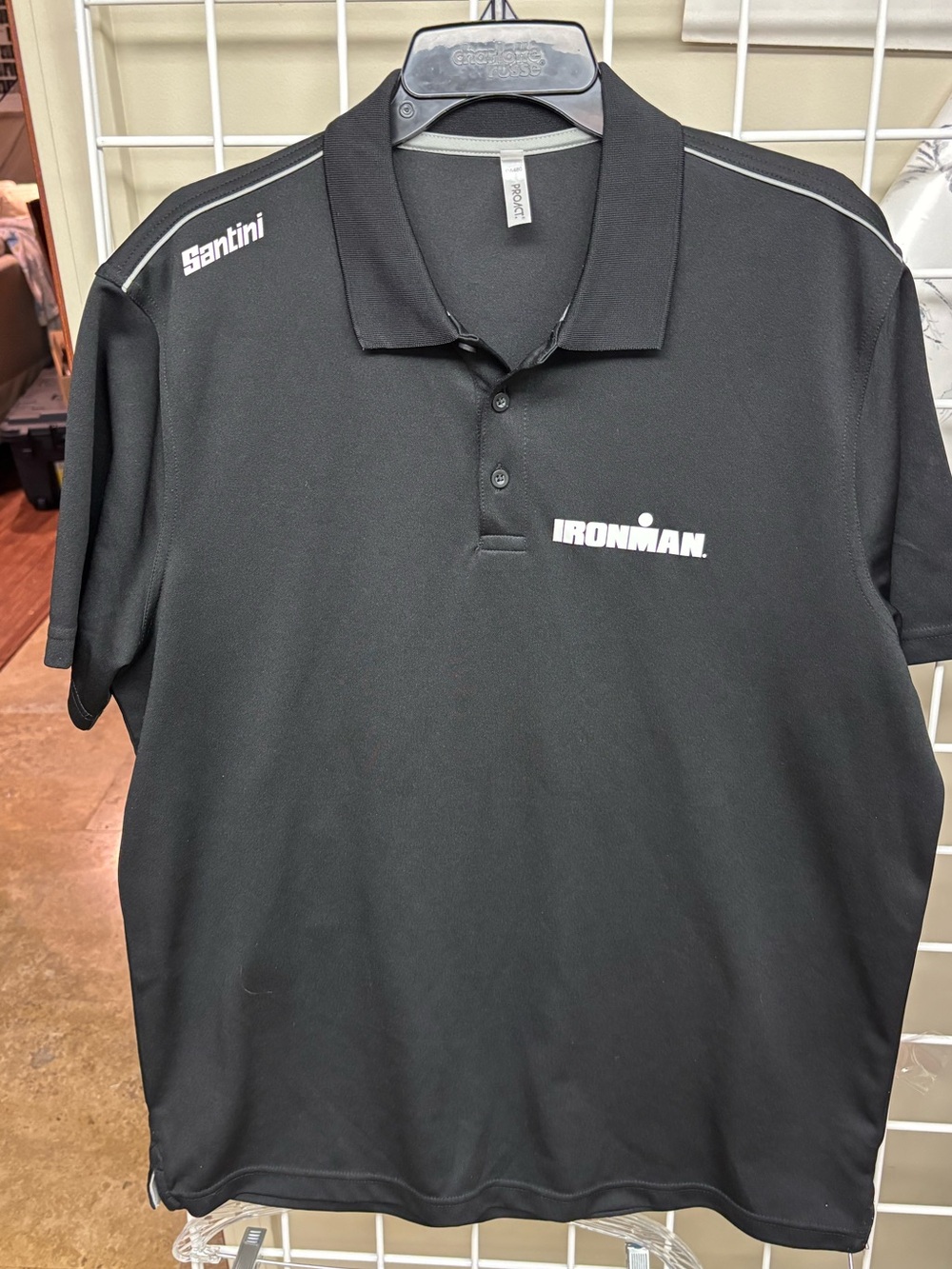 Official IRONMAN Santini Men’s Polo Shirt Size XXL Black NWOT Short Sleeve Poly